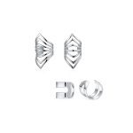 Set of 2 Tiny Chevron Ear Cuff Cartilage Clip Wrap Helix Silver For Non-Pierced