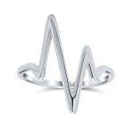 Geometric Chevron Lightening Bolt Heartbeat Ring .925 Sterling Silver 1MM Band