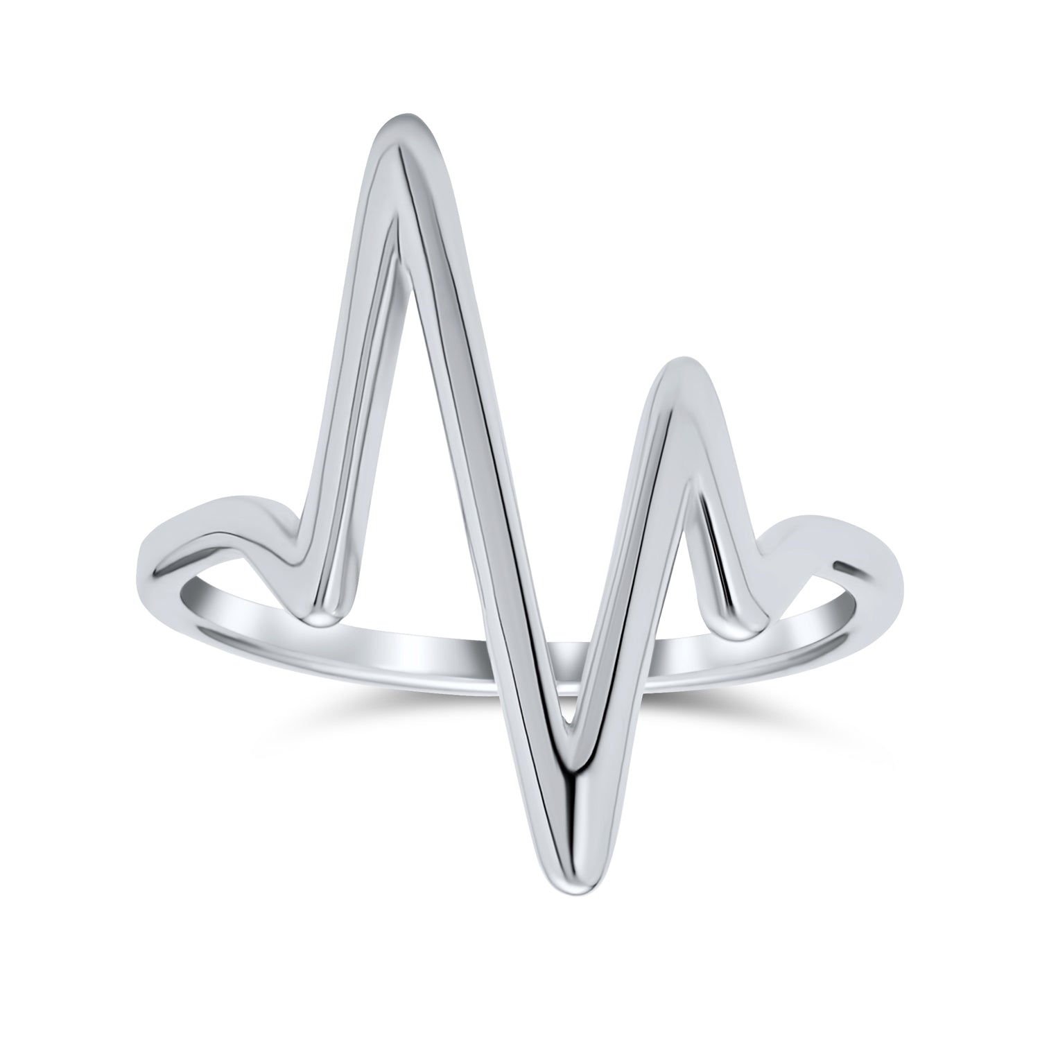 silver-chevron-midi-ring_pfs-11-3805-s_1 Geometric Chevron Lightening Bolt Heartbeat Ring .925 Sterling Silver 1MM Band - Image 1