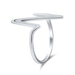 Geometric Chevron Lightening Bolt Heartbeat Ring .925 Sterling Silver 1MM Band - Image 2
