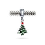 Christmas Charm Bead Red Star & Green Tree Dangle Enamel Silver for Bracelets - Image 2