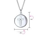 Religious Holy Cross Photo Locket Necklace Round Circle Holds Pictures .925 Sterling Silver - Image 5