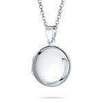 Polished Silver Dome Photo Locket Necklace Pendant for Pictures