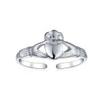 Set of 2 BFF Celtic Claddagh Heart & Trinity Knot  Midi Toe Ring Sterling Silver - Image 4