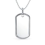 Large Classic Dog Tag Pendant Necklace .925 Sterling Silver With 24 Inch Ball Chain - Image 7
