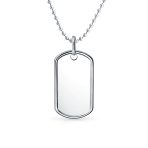 Men's Army Dog Tag Blank Pendant Necklace Large .925 Sterling Silver with Ball Chain 20" - Image 4