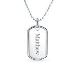 Men's Army Dog Tag Blank Pendant Necklace Large .925 Sterling Silver with Ball Chain 20" - Image 6