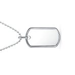 Men's Army Dog Tag Blank Pendant Necklace Large .925 Sterling Silver with Ball Chain 20"