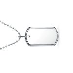 Men's Army Dog Tag Blank Pendant Necklace Large .925 Sterling Silver with Ball Chain 20"