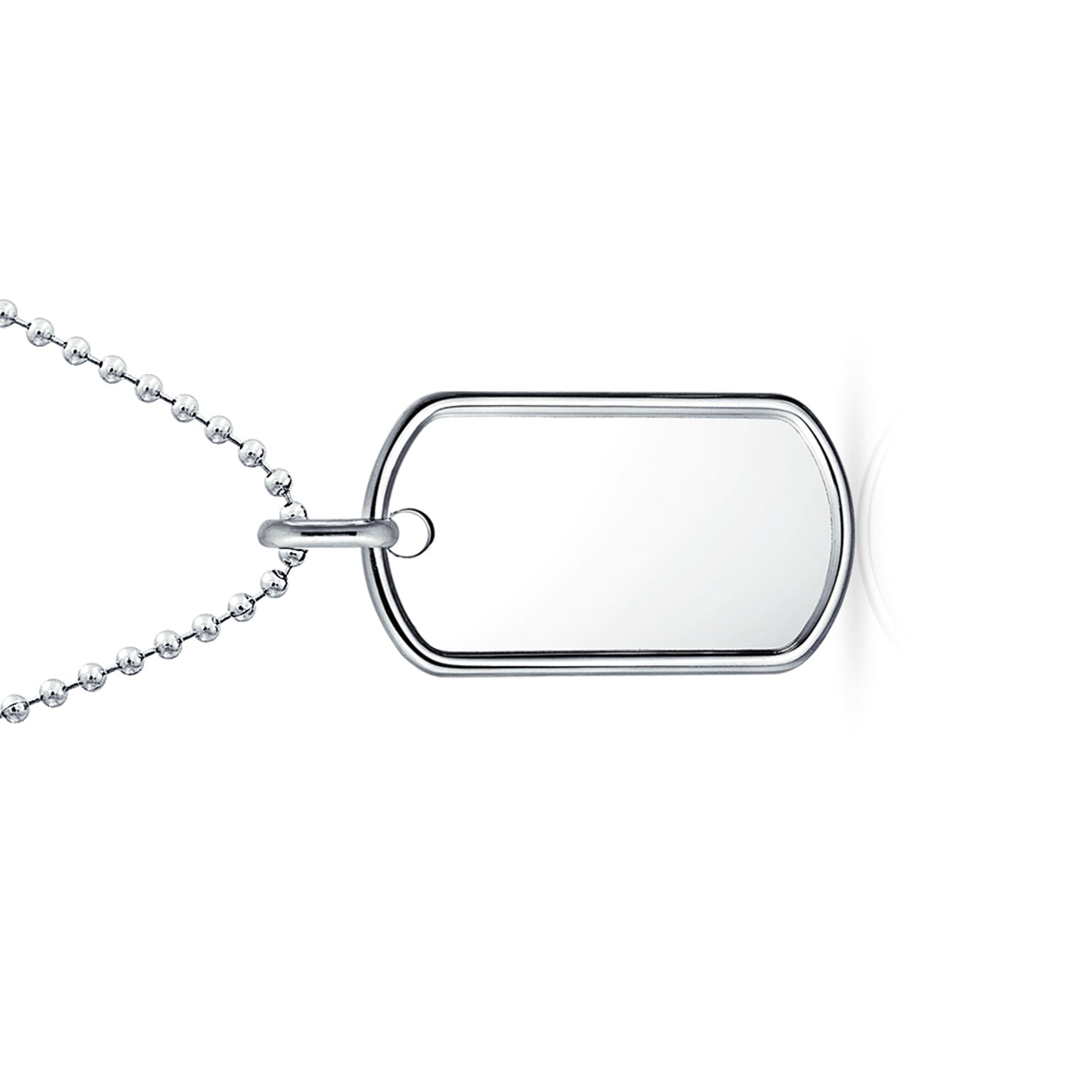 silver-classic-dog-tag-pendant_cl-z8036_4_5 Men's Army Dog Tag Blank Pendant Necklace Large .925 Sterling Silver with Ball Chain 20" - Image 1