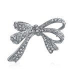 Victorian Style Large Statement Crystal Fashion Bow Brooch Pin Silver Plated - Image 2