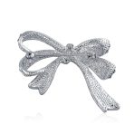 Victorian Style Large Statement Crystal Fashion Bow Brooch Pin Silver Plated - Image 4