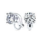 Traditional 2CT Round CZ Solitaire Clip-On Earrings - Gold Silver Non-Pierced 8MM
