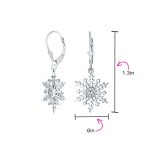 Frozen Winter Drop Dangle CZ Star Snowflake Earrings Sterling Silver Leverback - Image 7