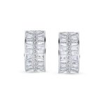 Art Deco Style Cocktail CZ Cubic Zirconia Half Hoop Baguette Earrings Clip On - Image 4