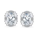 Art Deco Clip-On Earrings Large CZ Baguette Halo Non-Pierced - Image 2
