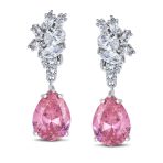 Vintage Style CZ Gemstone Leaf Teardrop Clip-On Earrings for Weddings & Proms - Image 5
