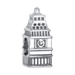 Travel Land mark London Big Ben Clock Charm Bead .925 Sterling Silver for Bracelet