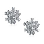 Set of 3 Floral CZ Bouquet Flower Clip-On Earrings for Non-Pierced Rose Gold Silver Plated - Image 2