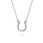 Set of 2 Four Lucky Clover & Lucky Horseshoe Pendant Necklace .925 Sterling Silver - Image 2