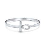 Fine Sterling Silver Ankh Cross Bangle Bracelet - Spiritual Key of Life Jewelry