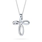 Ribbon Twist Infinity Cross Pendant Necklace CZ Sterling Silver for Teens - Image 2