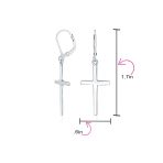 Classic Religious Cross Dangle Earrings Lever Back Sterling Silver High Polish - Image 4