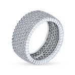 Pave Cubic Zirconia Cocktail Statement Ring in Sterling Silver 5 Row Wide Band - Image 2