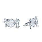 Unique Gift For Chef Cufflinks Gourmet Kitchen Dinning Theme .925 Sterling Silver