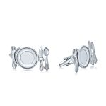 Unique Gift For Chef Cufflinks Gourmet Kitchen Dinning Theme .925 Sterling Silver