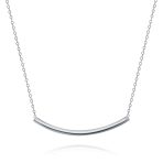 Minimalist Curved Bar Pendant Necklace in 14K Rose Gold Plated Sterling Silver - Image 3