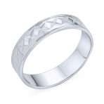 Unisex Stash Striped X Pattern Wedding Band Ring .925 Sterling Silver 5MM - Image 2