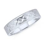 Unisex Stash Striped X Pattern Wedding Band Ring .925 Sterling Silver 5MM