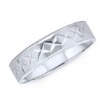 Unisex Stash Striped X Pattern Wedding Band Ring .925 Sterling Silver 5MM