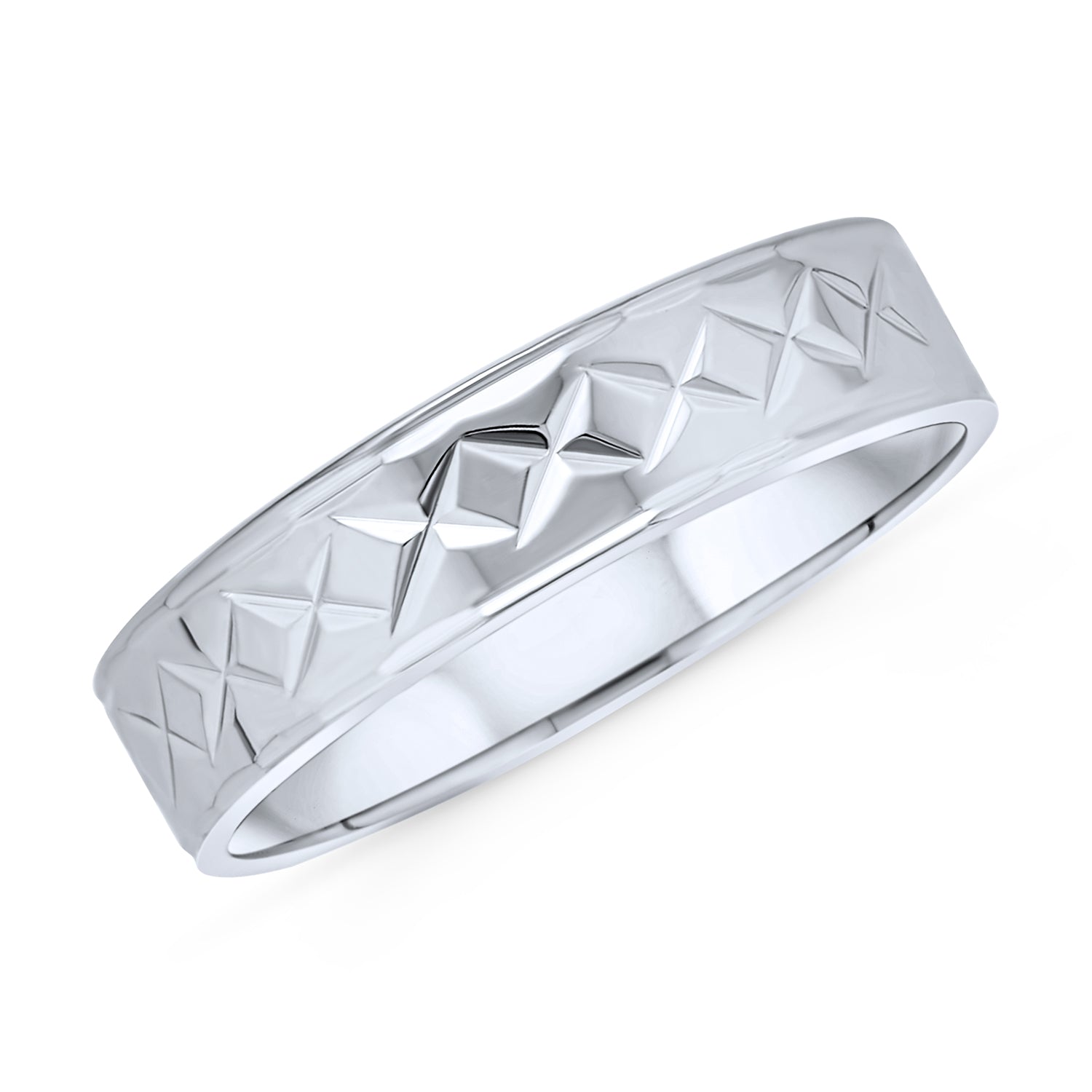 silver-custom-x-carve-band-simple-appl-a96257dc_2 Unisex Stash Striped X Pattern Wedding Band Ring .925 Sterling Silver 5MM - Image 1