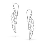 Rose Gold Plated Angel Wing Feather Dangle Earrings in  Sterling Silver - Image 4