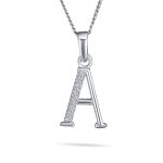 Delicate Pave CZ Block Letter Alphabet Pendant Necklace Sterling Silver