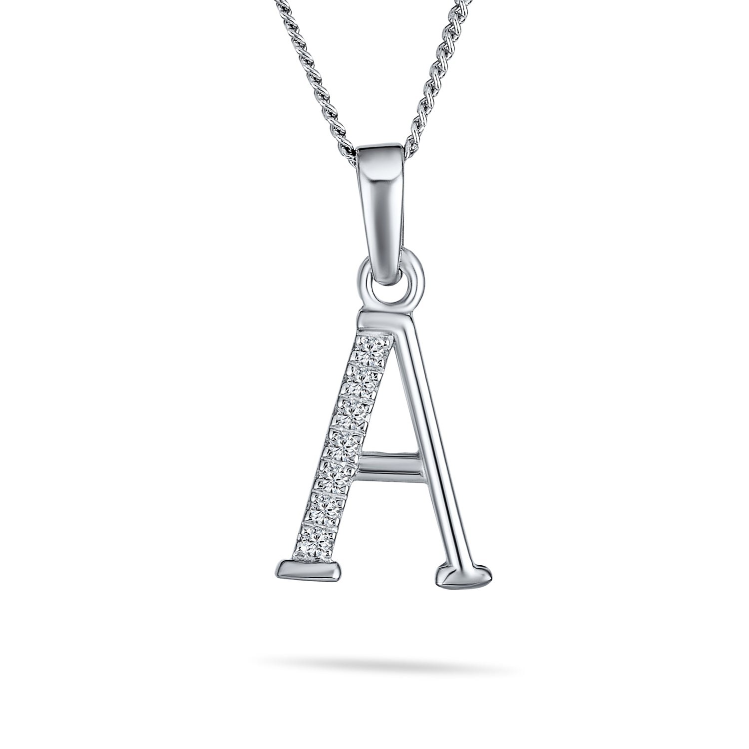 silver-cz-alphabet-necklace-a-pendant-appl-u191003p-a-az_1 Delicate Pave CZ Block Letter Alphabet Pendant Necklace Sterling Silver - Image 1