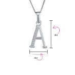 Delicate Pave CZ Block Letter Alphabet Pendant Necklace Sterling Silver - Image 49