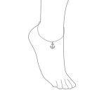 Nautical Anchor Anklet Ankle Bracelet with Cubic Zirconia Charm Sterling Silver - Image 3