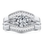 2CT Round Solitaire CZ Baguette Band Statement Ring Set - Image 6