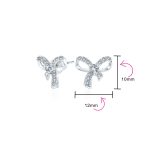 Tiny Dainty Ribbon Pave CZ Small Bow Stud Earrings .925 Sterling Silver - Image 4