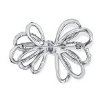 Set of 2 Large Bridal Holiday Crystal Wedding Bow Brooch Pin Silver Gold Plated - Image 2