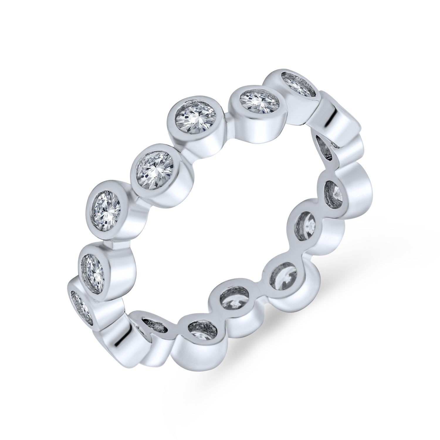 silver-cz-bubble-ring-circle-round-af-bubblering_1 Bubble Circle Geometric Zig Zag Bezel Band CZ Eternity Ring - Image 1