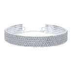 Classic Cocktail Sparkly Rhinestone Choker Statement Necklace Adjustable
