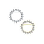 Set of 2 Bridal Marquise CZ Circle Brooch Pin for Wedding Gold Silver Plated