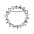 Bridal Marquise CZ Circle Brooche Pin for Wedding GoldSilver Plated Brass