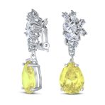 Vintage Style CZ Gemstone Leaf Teardrop Clip-On Earrings for Weddings & Proms - Image 3