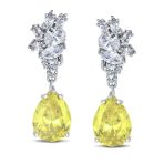 Vintage Style CZ Gemstone Leaf Teardrop Clip-On Earrings for Weddings & Proms - Image 6