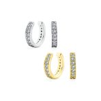 Set of 2 Ear Cuff Cartilage CZ Band Clip Wrap Helix Earrings Silver Gold Plated